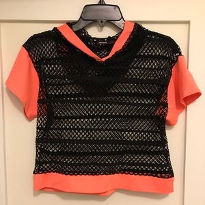 Mesh Fun Shirt for punk/90’s style. Black and Neon Orange